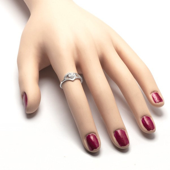 Pierścionek Srebrny Serce Mikro Cyrkoniami