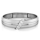 Obrączka z Białego Złota 585 Ozdobiona Brylantami