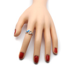 Srebrny Pierścionek Liść z Niebieskim Opalem