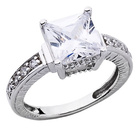 Pierścionek Srebrny z Kwadratową Cyrkonią