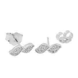 Srebrne Kolczyki Wysadzane Białymi Cyrkonianmi