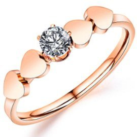 Złoty Pierścionek ze Stali Szlachetnej z Cyrkonią