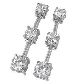 Srebrne Kolczyki z Białymi Cyrkoniami