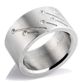 Obrączka z cyrkoniami Stal Szlachetna