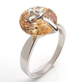 Pierścionek Srebrny z Pomarańczową Cyrkonią