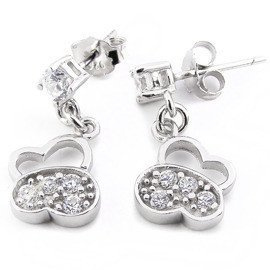 Srebrne Kolczyki z Białymi Cyrkoniami Motylki