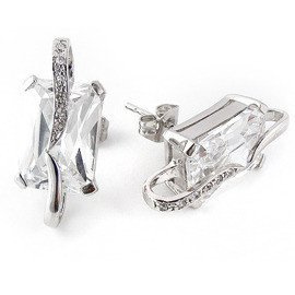 Kolczyki z Mosiądzu z Białymi Kamieniami