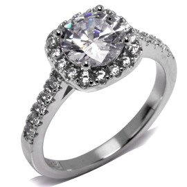 Srebrny Pierścionek Wysadzany Cyrkoniami