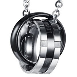 Naszyjnik ze Stali Szlachetnej Dwie Obrączki