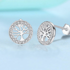 Srebrne Kolczyki Koła z Drzewkiem Szczęścia