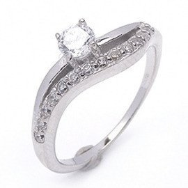 Pierścionek Srebrny z Brylantowymi Cyrkoniami