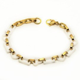 Bransoletka z Serduszkami Biała Ceramika