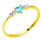 Złoty Pierścionek 585 Błękitne Serduszko