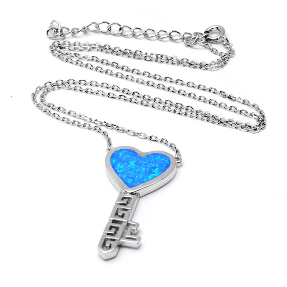 Srebrny Naszyjnik z Niebieskim Opalem Kluczyk
