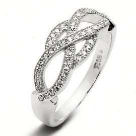 Pierścionek Srebrny z Przeplatanymi Kamieniami