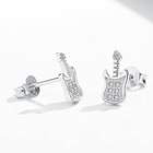 Srebrne Kolczyk Gitara z Cyrkoniami