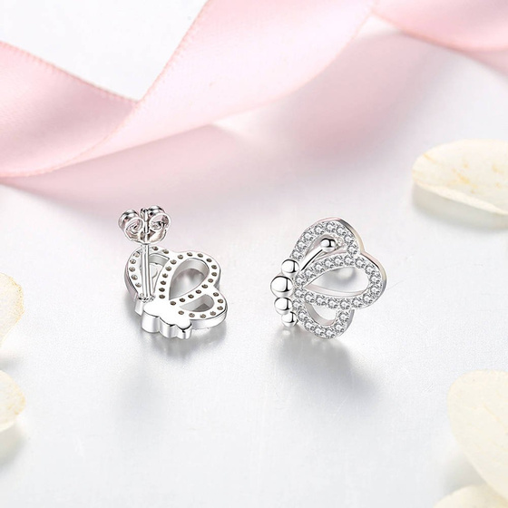 Srebrne Kolczyki Motylek z Cyrkoniami