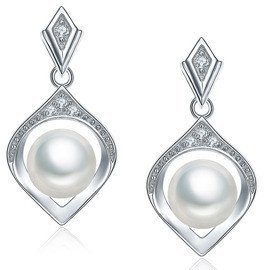 Srebrne Kolczyki z Białymi Cyrkoniami i Perłami