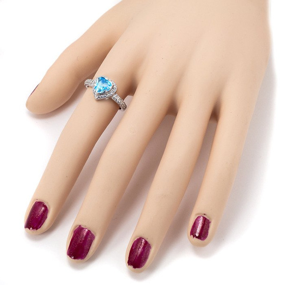 Pierścionek Srebrny z Błękitnym Sercem