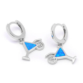 Srebrne Kolczyki z Opalem Kształt Kieliszka