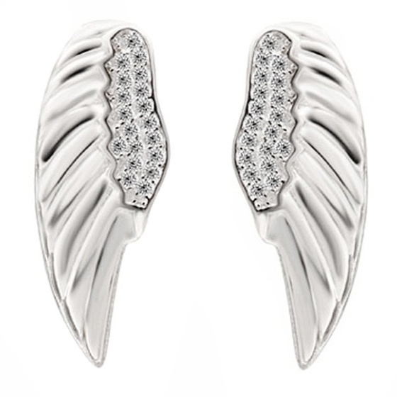 Srebrne Kolczyki Skrzydła z Cyrkoniami