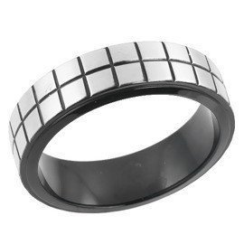 Czarna Obrączka Szachownica Stal Chirurgiczna