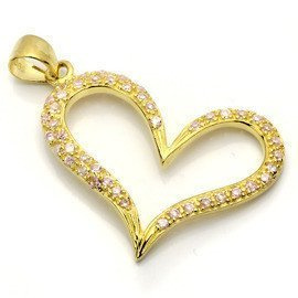 Srebrna Zawieszka Pozłacane Serce z Cyrkoniami