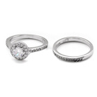 Podwójny Pierścionek Srebrny z Białymi Kamieniami