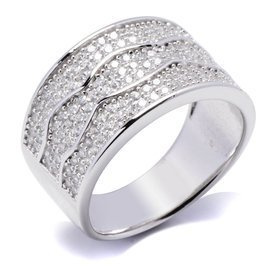 Szeroka Obrączka Srebrna Wysadzana Cyrkoniami