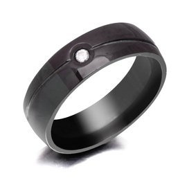 Czarna Obrączka z Cyrkonią Stal Szlachetna