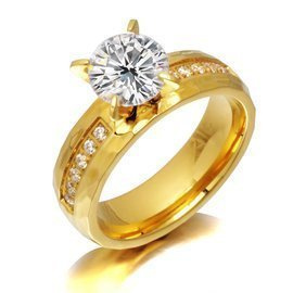 Złota Obrączka z Cyrkoniami Stal Szlachetna