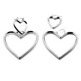 Kolczyki Dwa Serca Stal Szlachetna