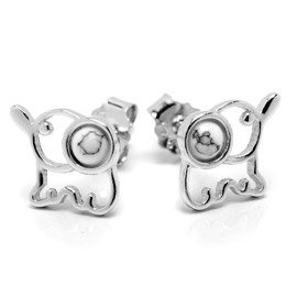 Srebrne Kolczyki Słonik z Białym Onyksem