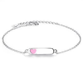 Bransoletka Srebrna z Różowym Sercem