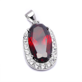 Srebrny Wisiorek Zawieszka z Czerwoną Cyrkonią