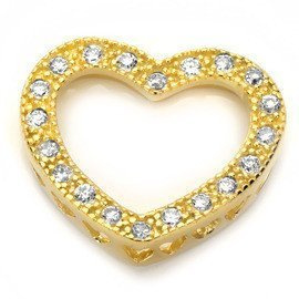 Zawieszka Srebrna Złote Serce z Cyrkoniami