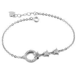 Srebrna Bransoletka z Kołem i Gwiazdkami
