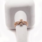 Potrójny Pierścionek Srebrny Pozłacany Koniczynka 