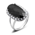 Srebrny Pierścionek z Dużym Czarnym Kamieniem