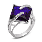 Pierścionek Srebrny z Dużą Szafirową Cyrkonią