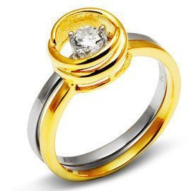 Podwójny Pierścionek Srebrny Duo Kolor