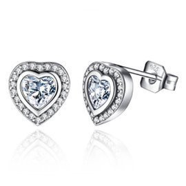 Srebrne Kolczyki Serduszko z Cyrkoniami