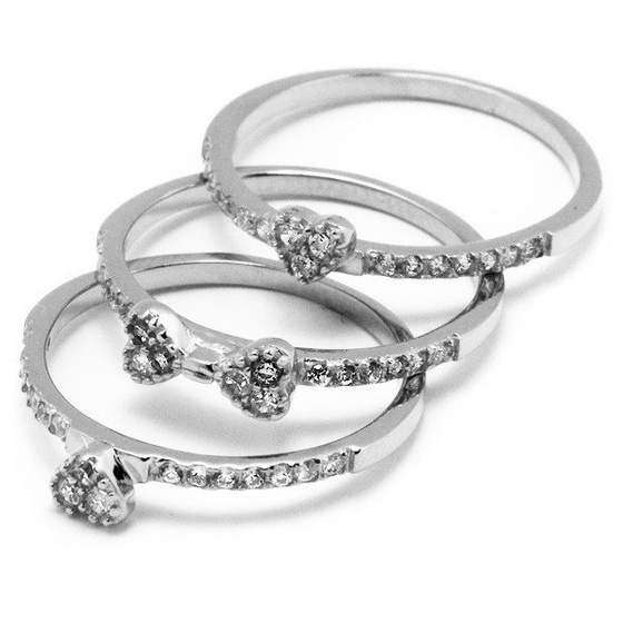 Potrójny Pierścionek Srebrny Koniczynka