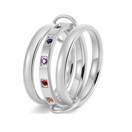 Pierścionek Trzy Obrączki z Cyrkoniami