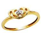 Pierścionek Złoty z Sercem i Brylantami