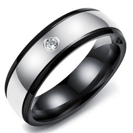 Obrączka ze Stali Chirurgicznej z Cyrkonią