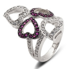 Szeroki Srebrny Pierścionek z Serduszkami