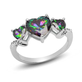 Pierścionek Srebrny Trzy Serca Multikolor