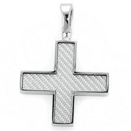 Zawieszka Biały Krzyż Stal Szlachetna