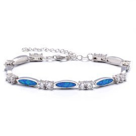 Srebrna Bransoletka z Cyrkoniami i Opalem